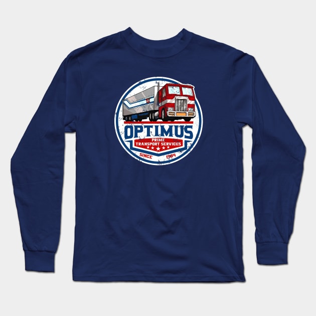 Optimus Prime Trucking Services Long Sleeve T-Shirt by Alema Art